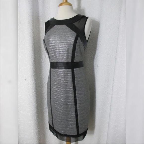 MILLY Metallic Dress with leather trim. - Picture 2 of 6